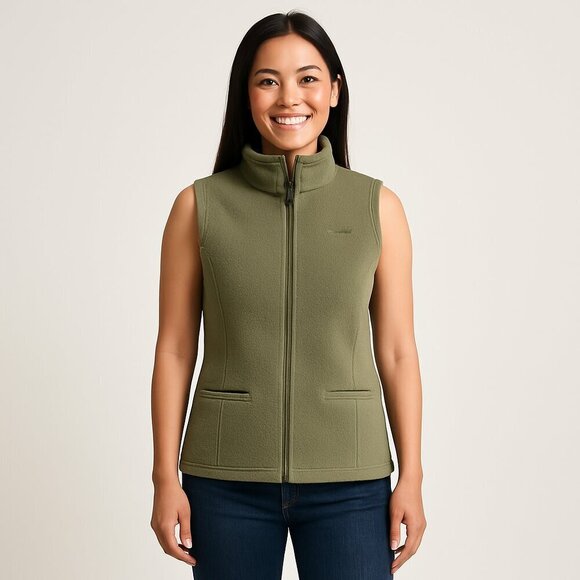 New York & Company Jackets & Blazers - New York & Company NY Jeans Women’s Olive Green Full-Zip Fleece Vest Size Medium